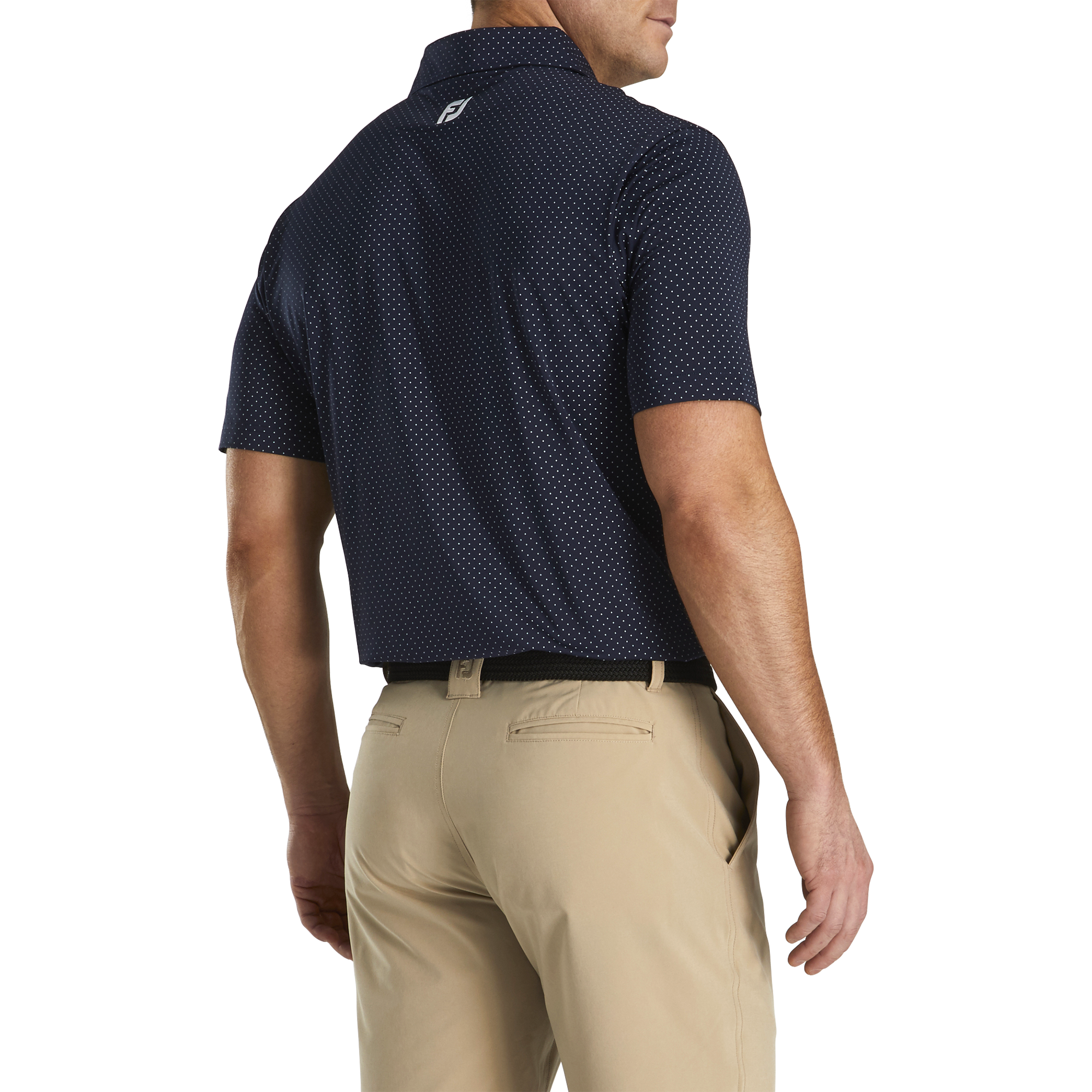 Stretch Lisle Dot Print Self Collar 