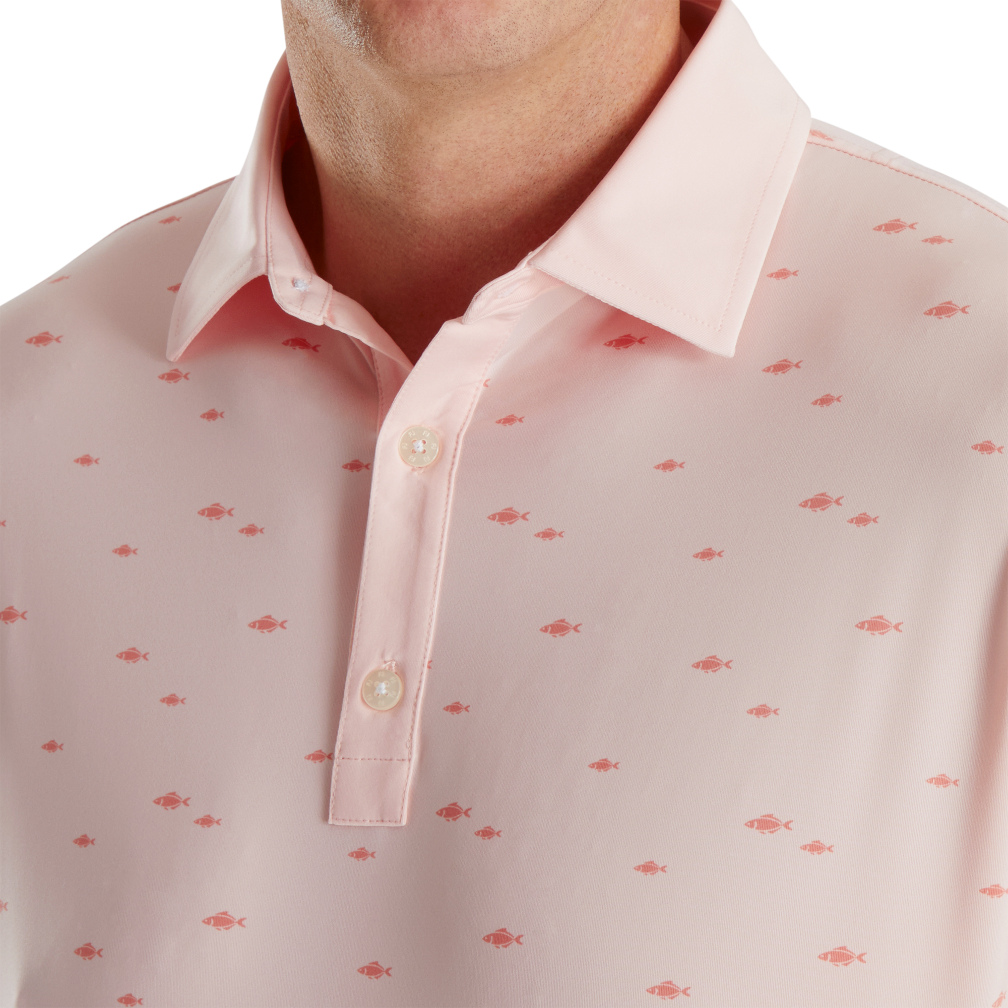 School of Fish Print Lisle Self Collar 
