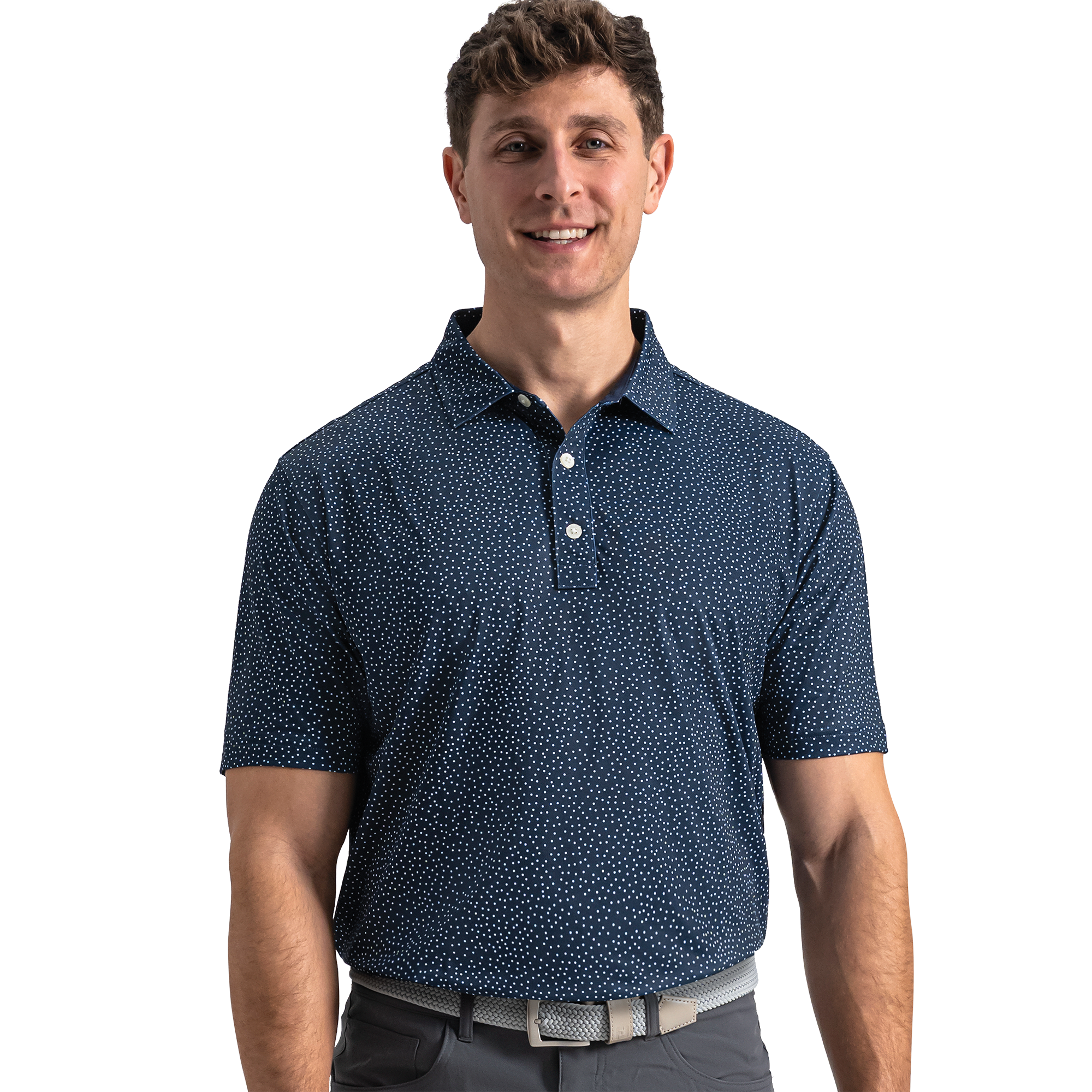 FootJoy Men's Scatter Dot ProPique Shirt White/Navy - Size: Medium