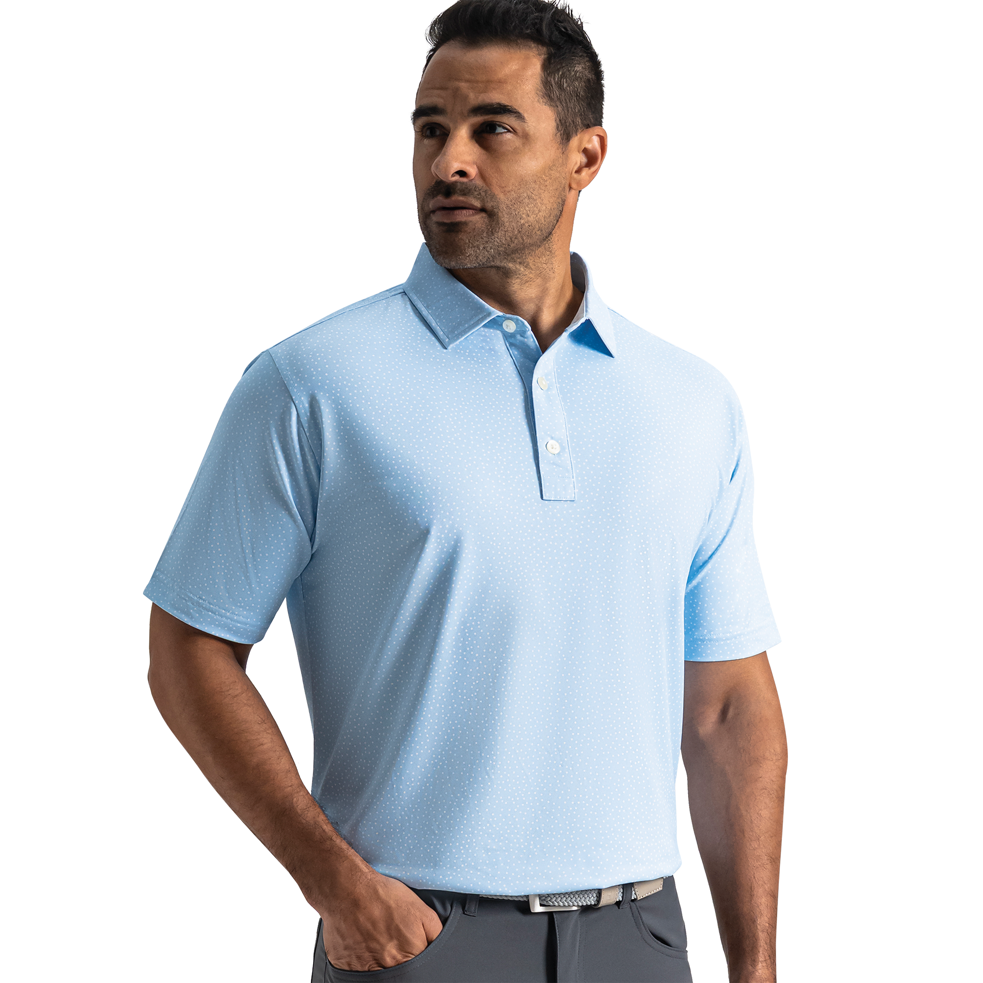 FootJoy Men's Scatter Dot ProPique Shirt Blue Breeze/White - Size: Medium