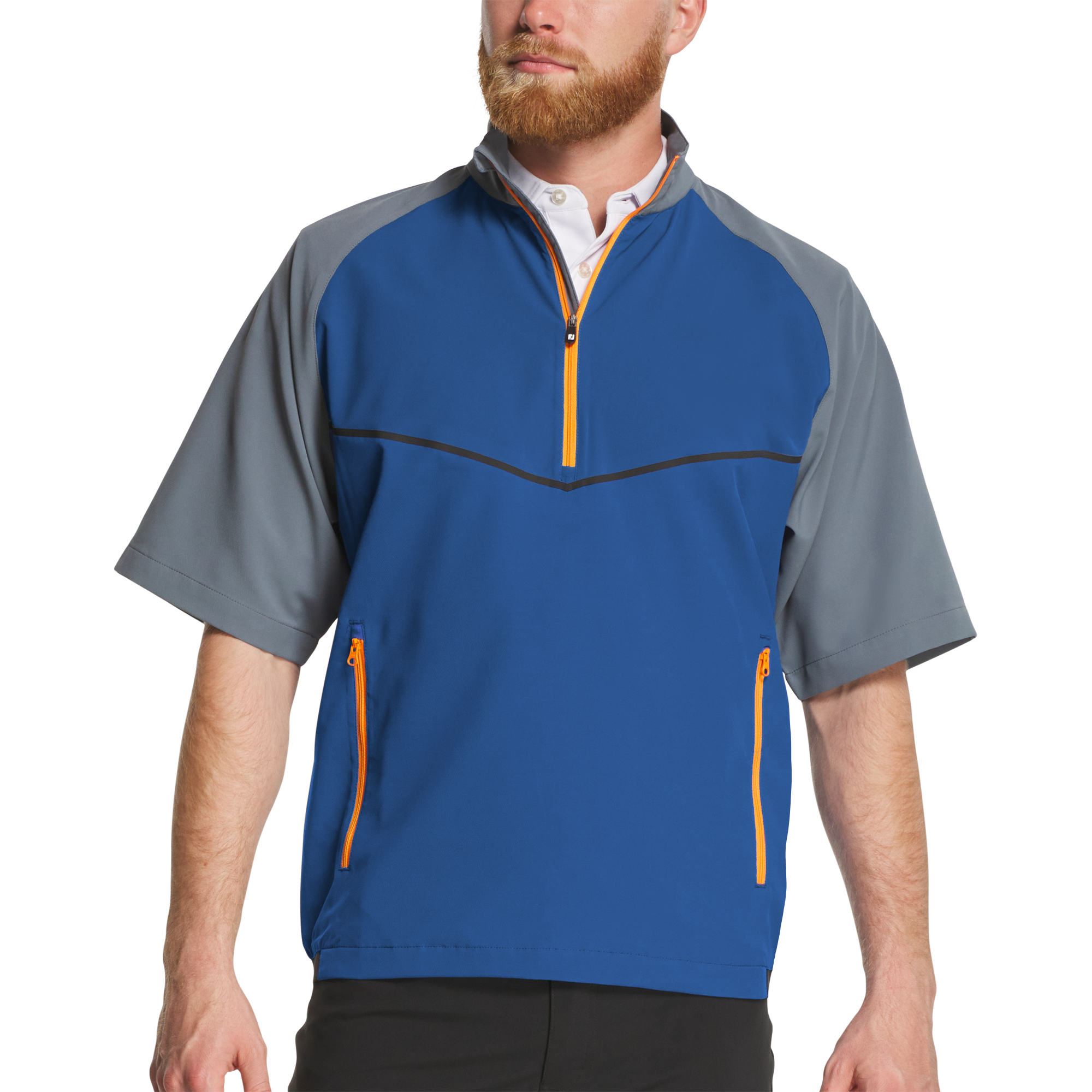 FootJoy Men's Zephyr Short Sleeve Windshirt Indigo/Basalt - Size: Medium