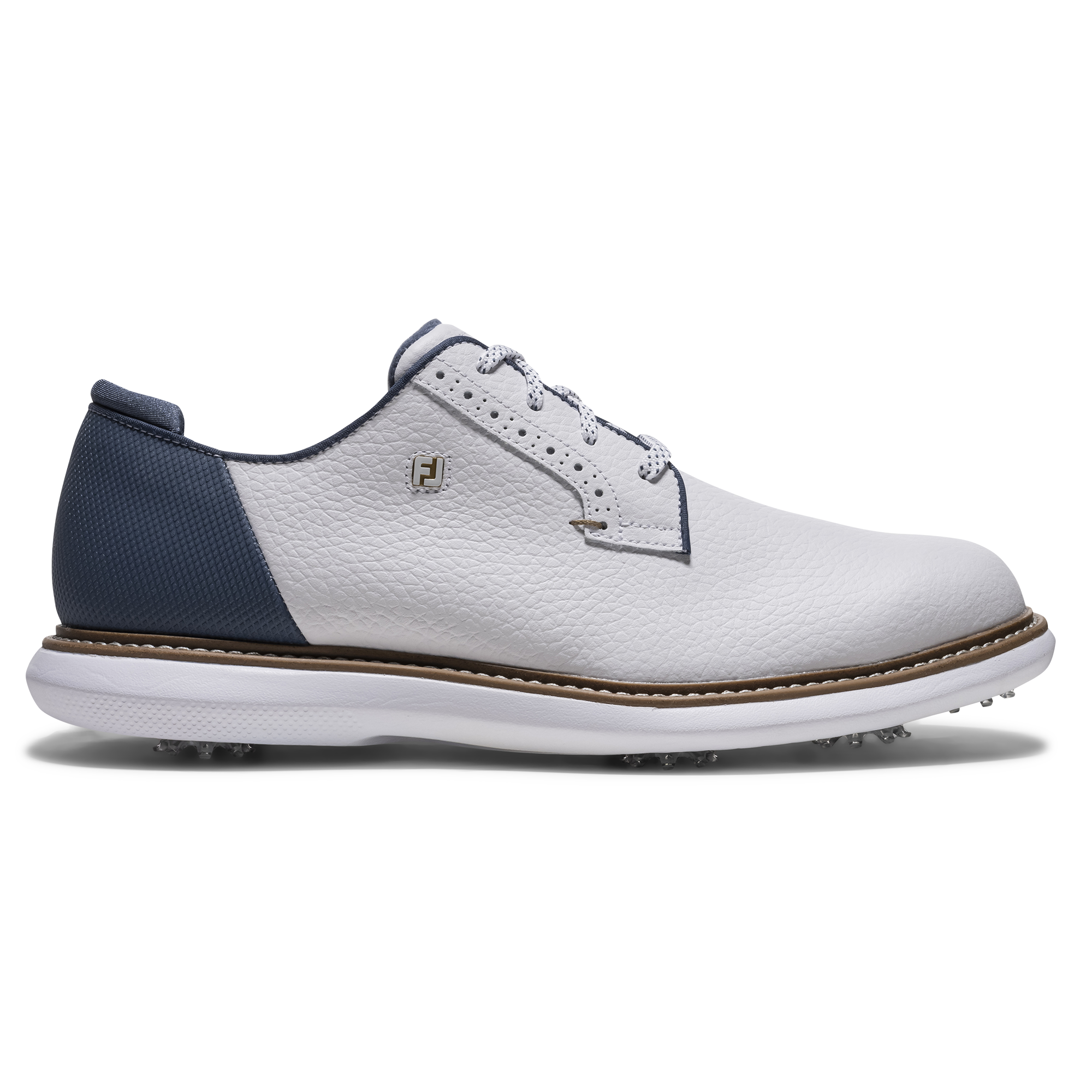 FootJoy Men's Traditions Diamond Grid - Blucher Golf Shoes White/Indigo/Navy - Size: 11.5
