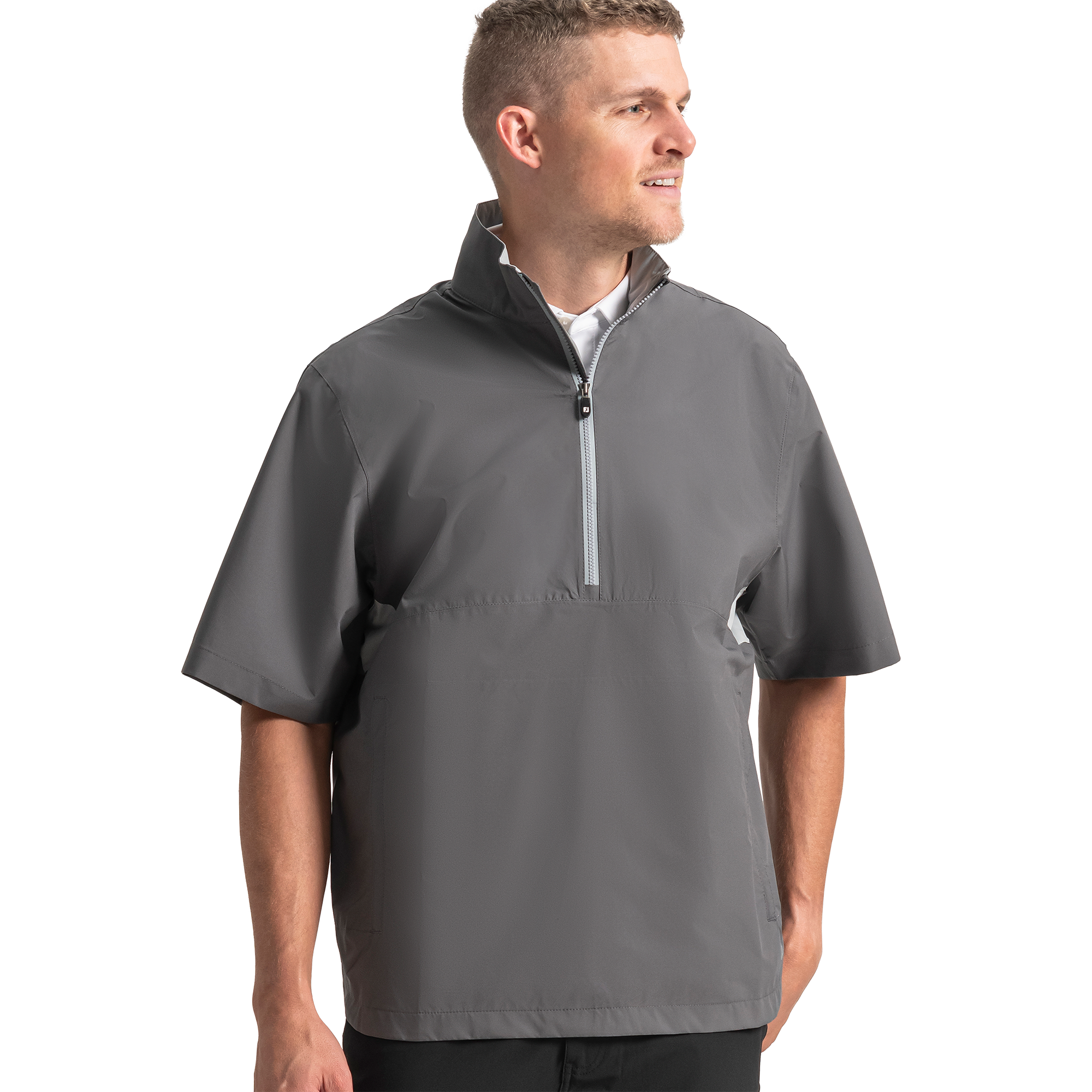 FootJoy Men's HydroLite X Short Sleeve Rain Shirt Grey/Charcoal - Size: Medium