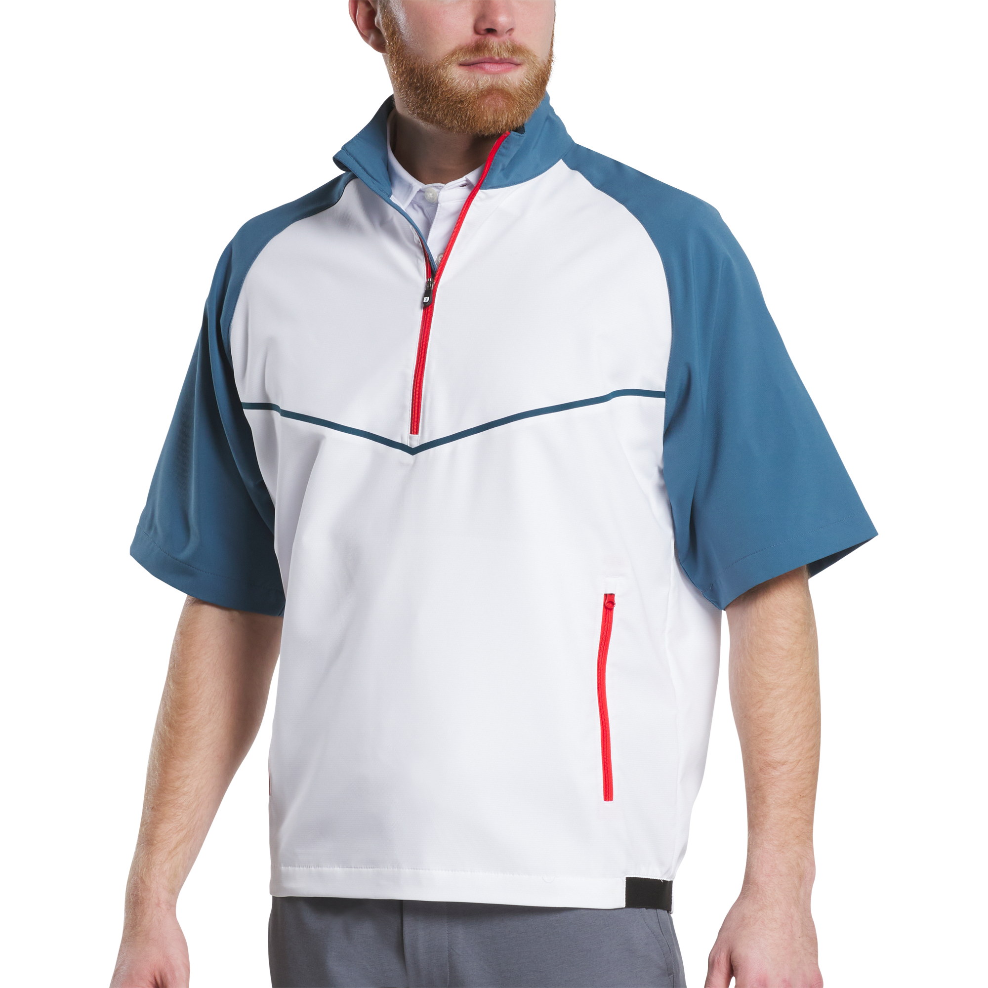 FootJoy Men's Zephyr Short Sleeve Windshirt Denim/White - Size: Medium