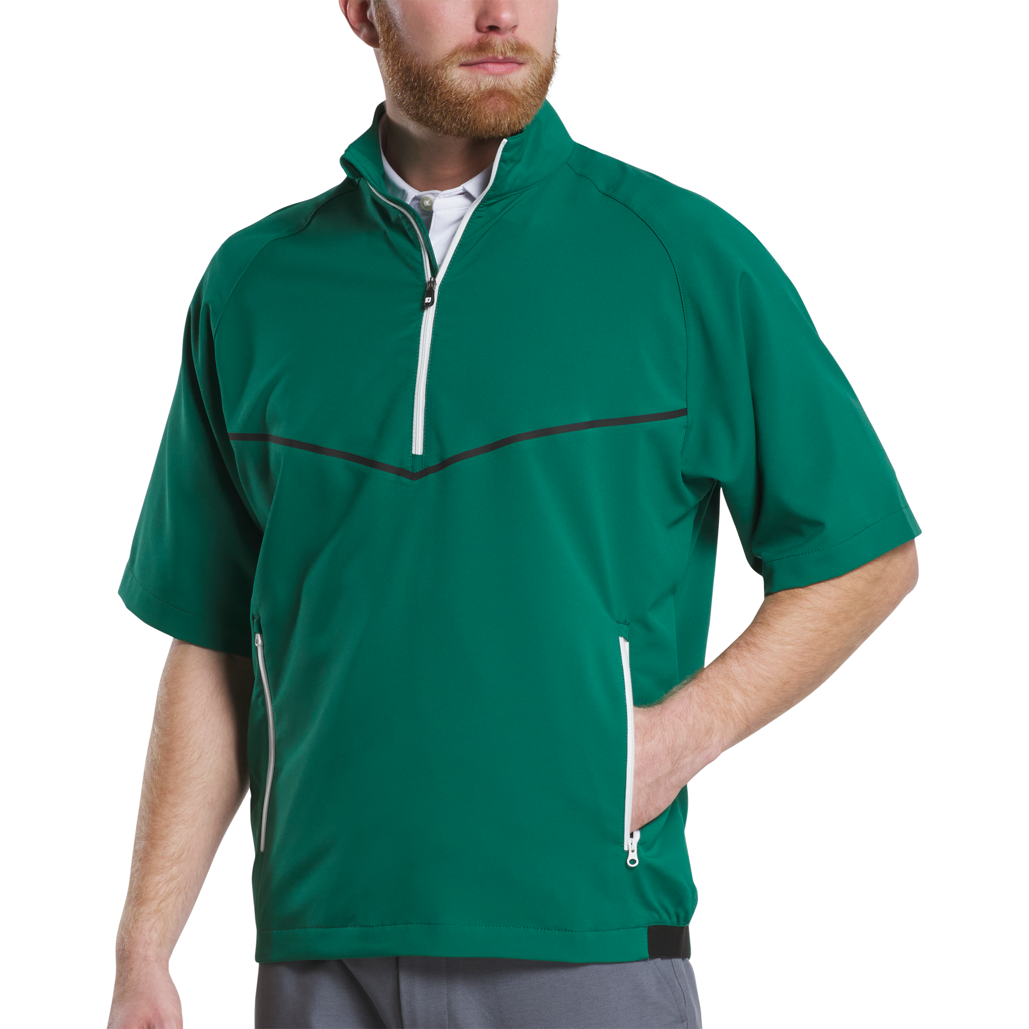 FootJoy Men's Zephyr Short Sleeve Windshirt Forest - Size: Medium