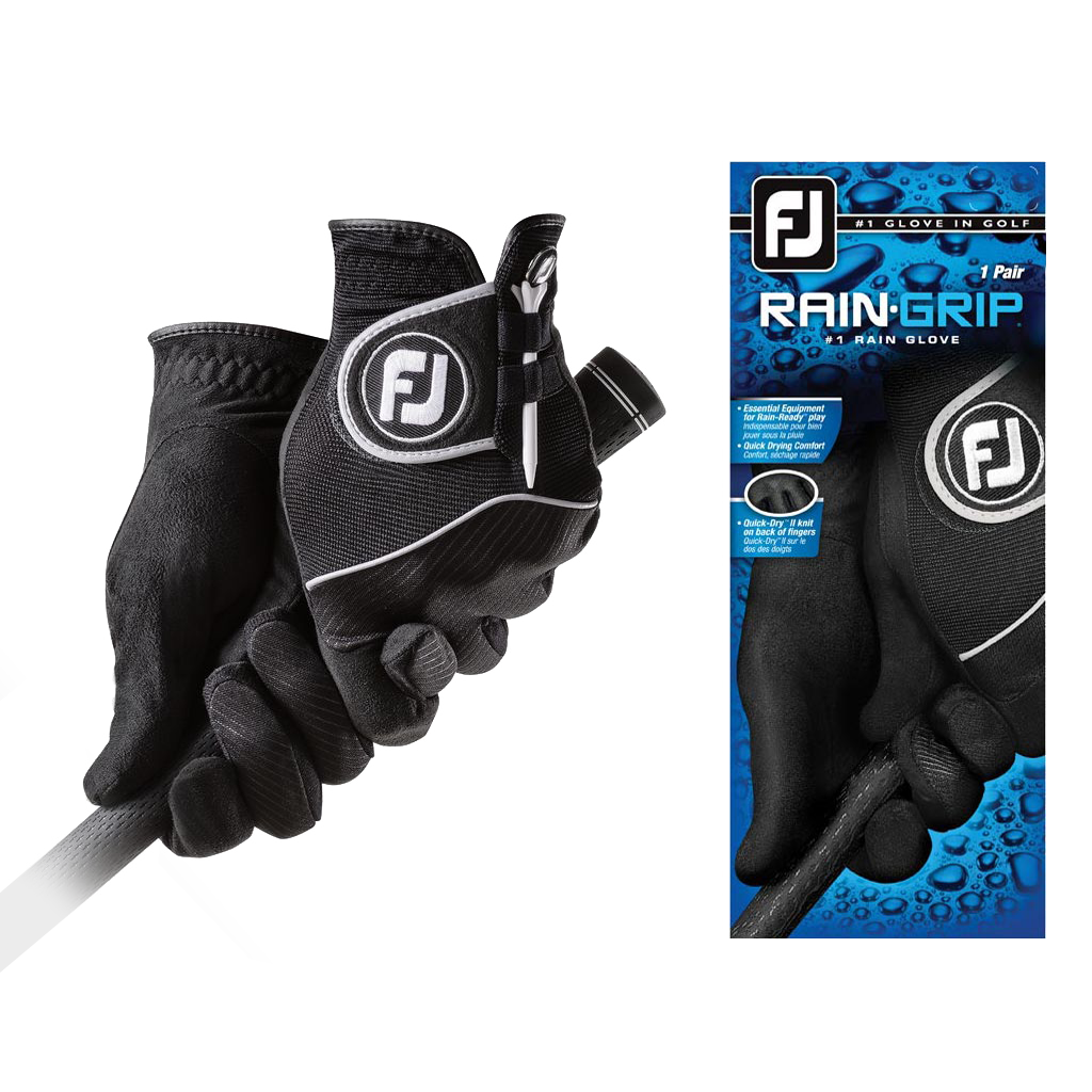 FootJoy Men's RainGrip Pair-Prior Generation Golf Glove Black - Size: Medium/Large