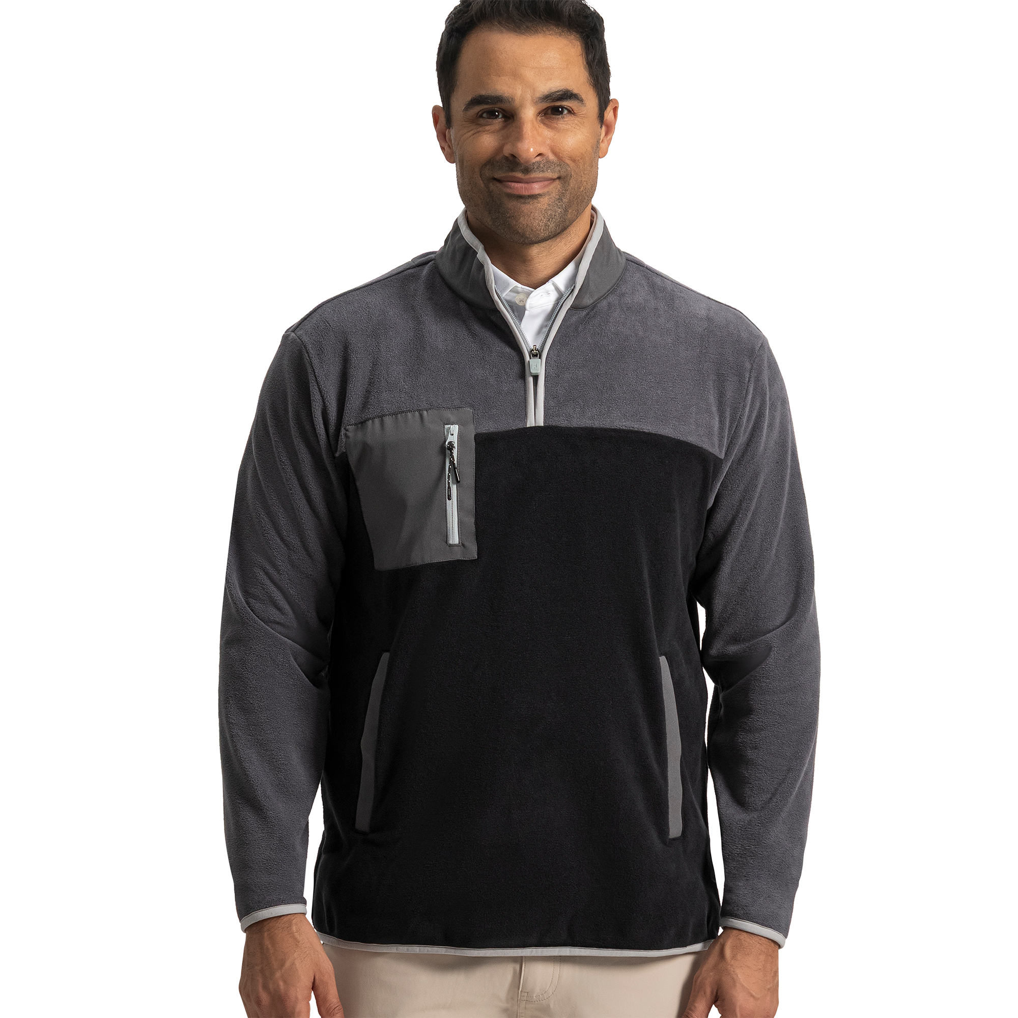 FootJoy Men's Polar Fleece Sweater Black/Charcoal - Size: 2XL