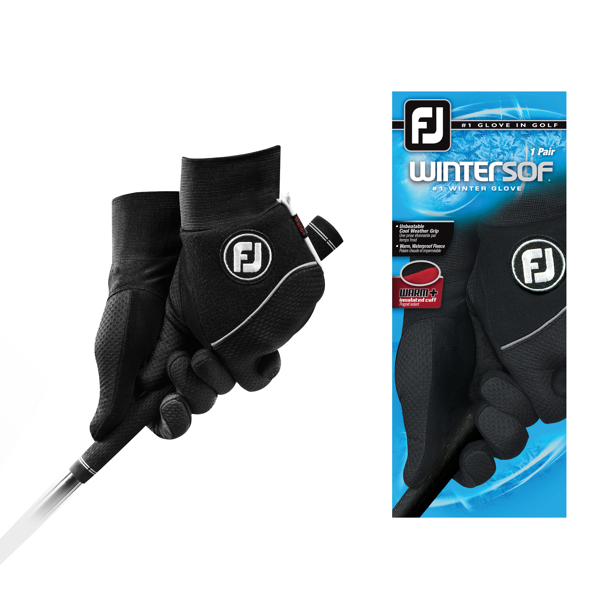 FootJoy Men's WinterSof Pair Golf Gloves Black - Size: Small