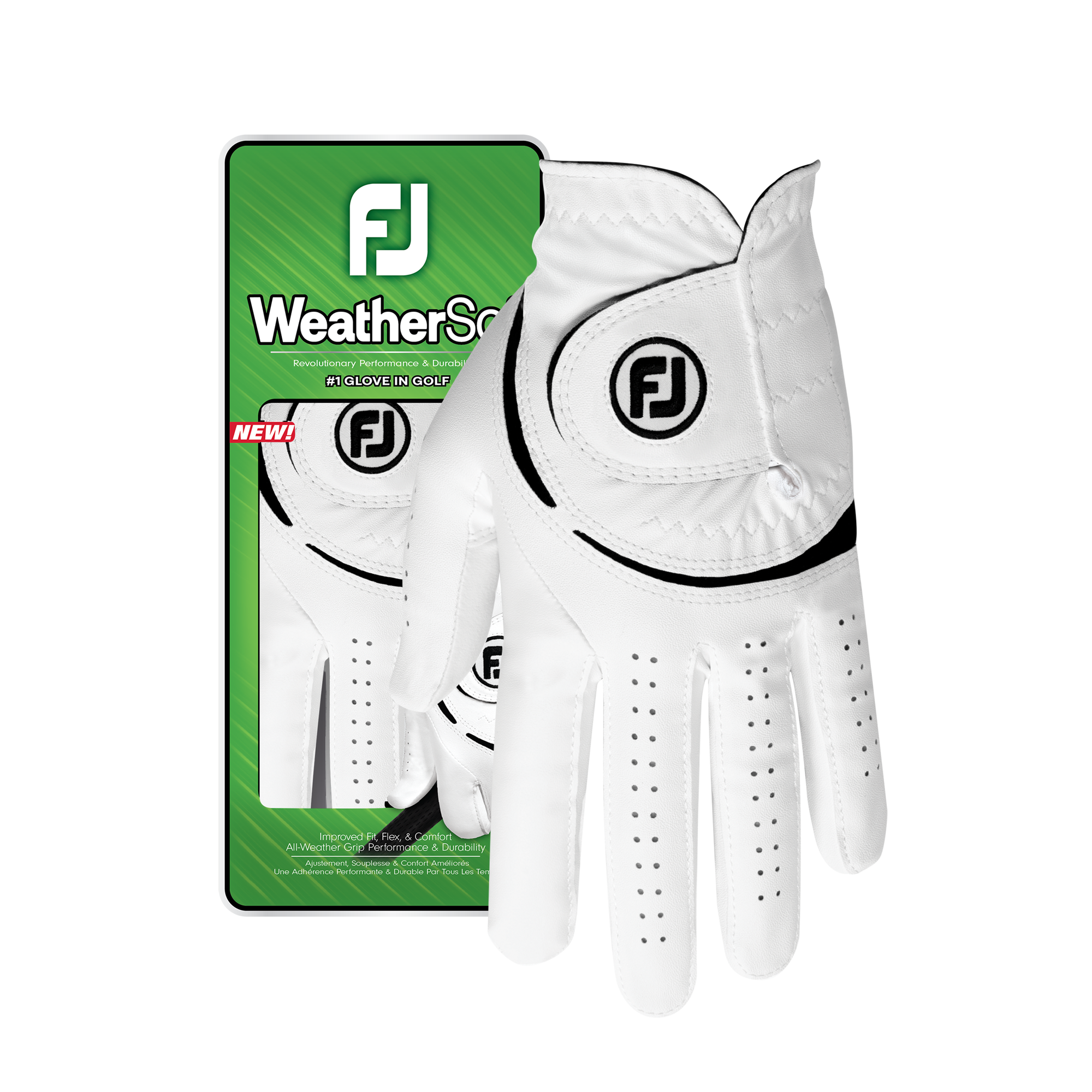 WeatherSof 2023 Women's Golf Glove, White/Black, M/L, LH - FootJoy