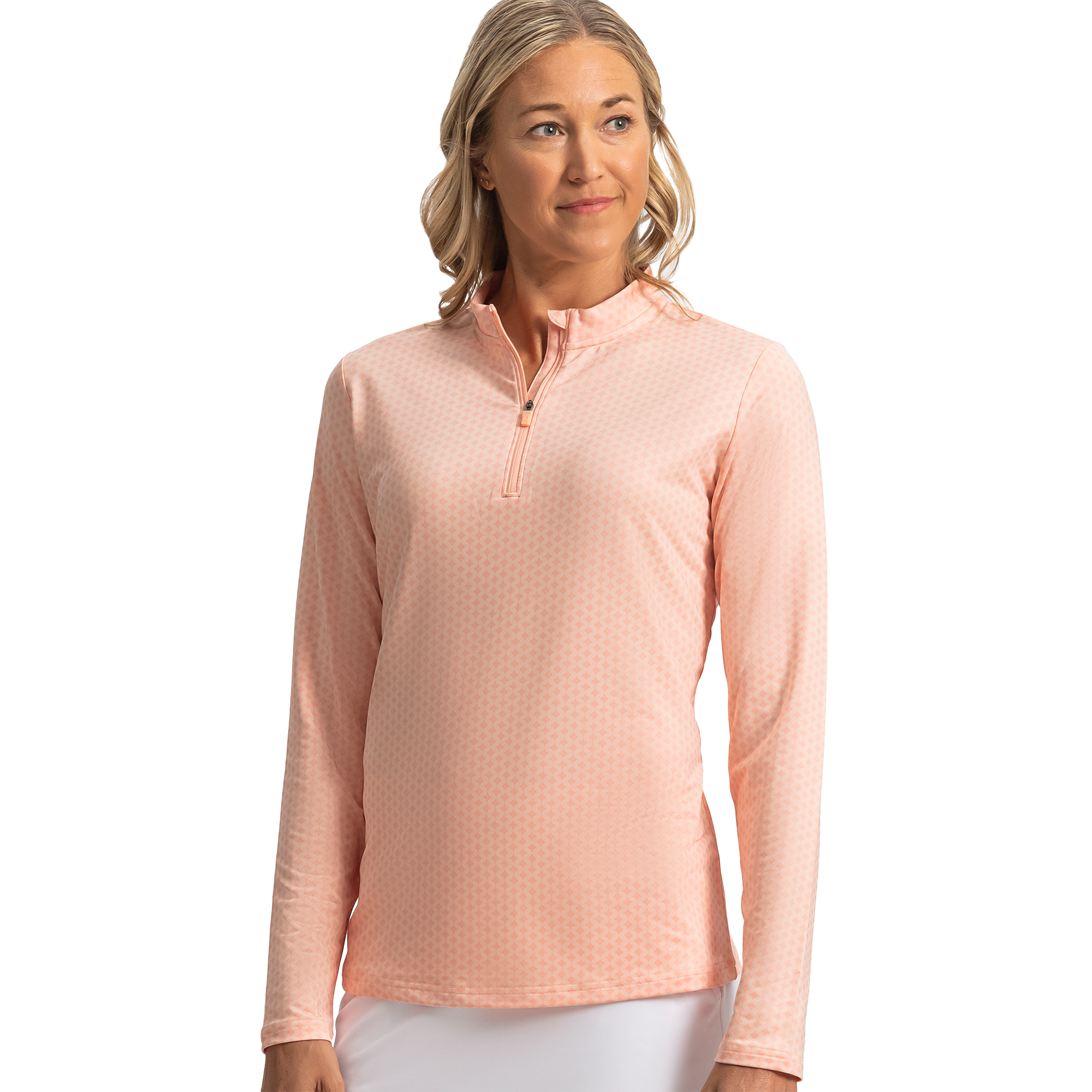 FootJoy Women's Quarter-Zip Long Sleeve Sun Protection Shirt Previous Season Style Desert Peach - Size: XS