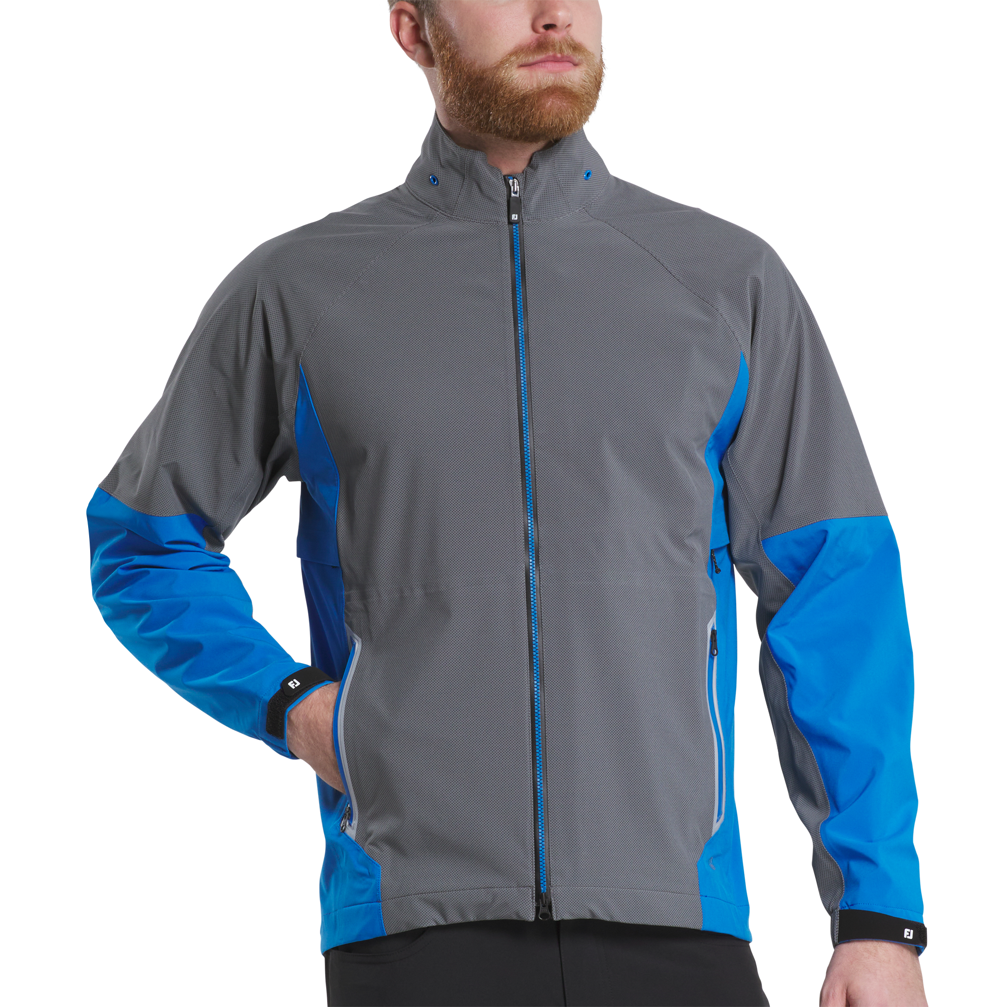 FootJoy Men's HydroTour Rain Jacket Charcoal/Blue - Size: Small