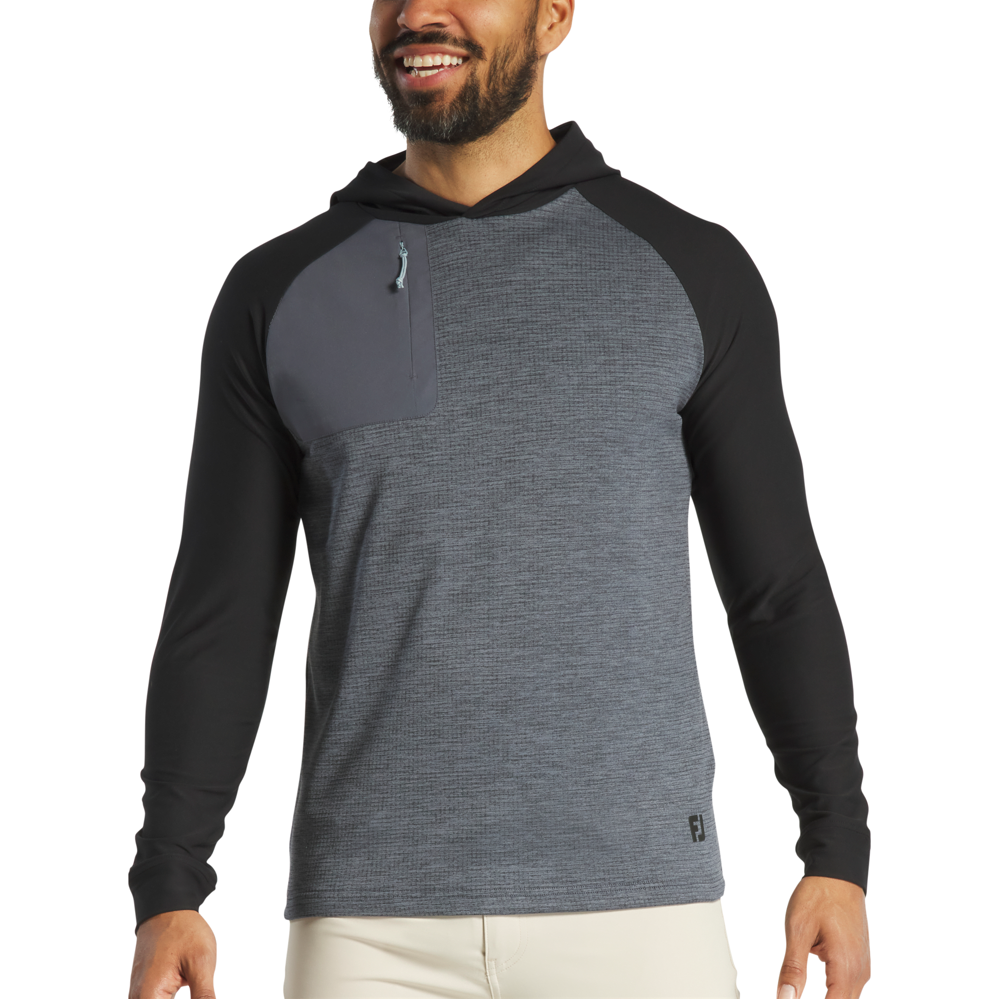 FootJoy Men's ThermoSeries Pullover Hoodie Black/Charcoal - Size: Small