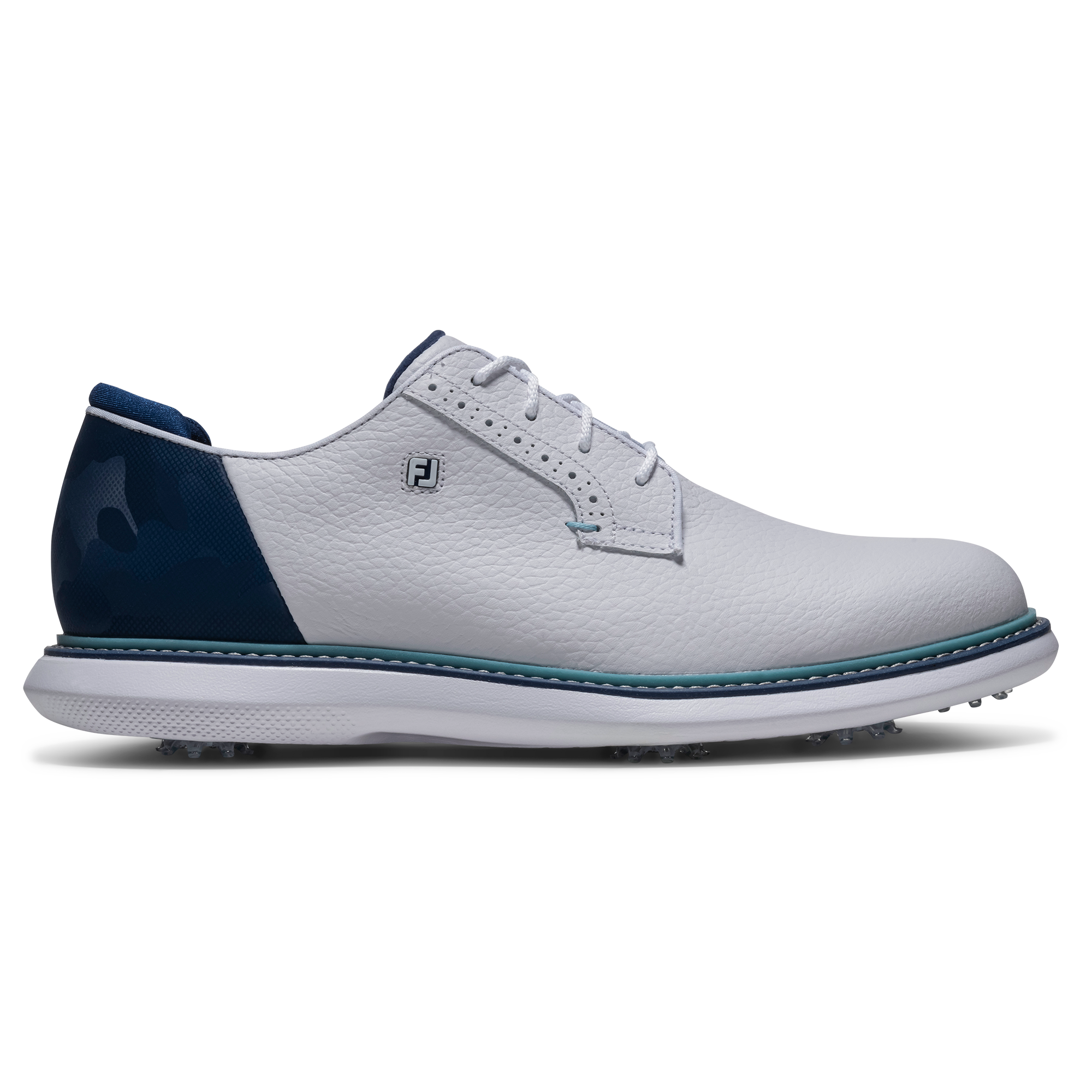 FootJoy Men's Traditions Camo - Blucher Golf Shoes White/Midnight Camo/Marine - Size: 7