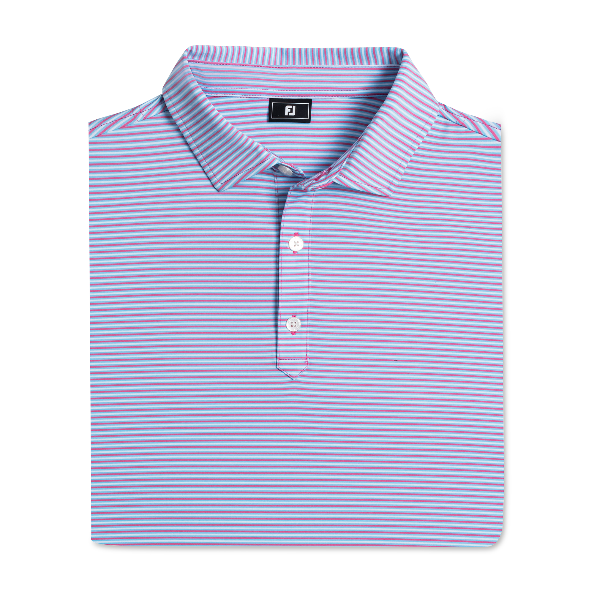 FootJoy Men's Smooth Stripe TourLisle Shirt Light Blue/Pink/White - Size: 2XL