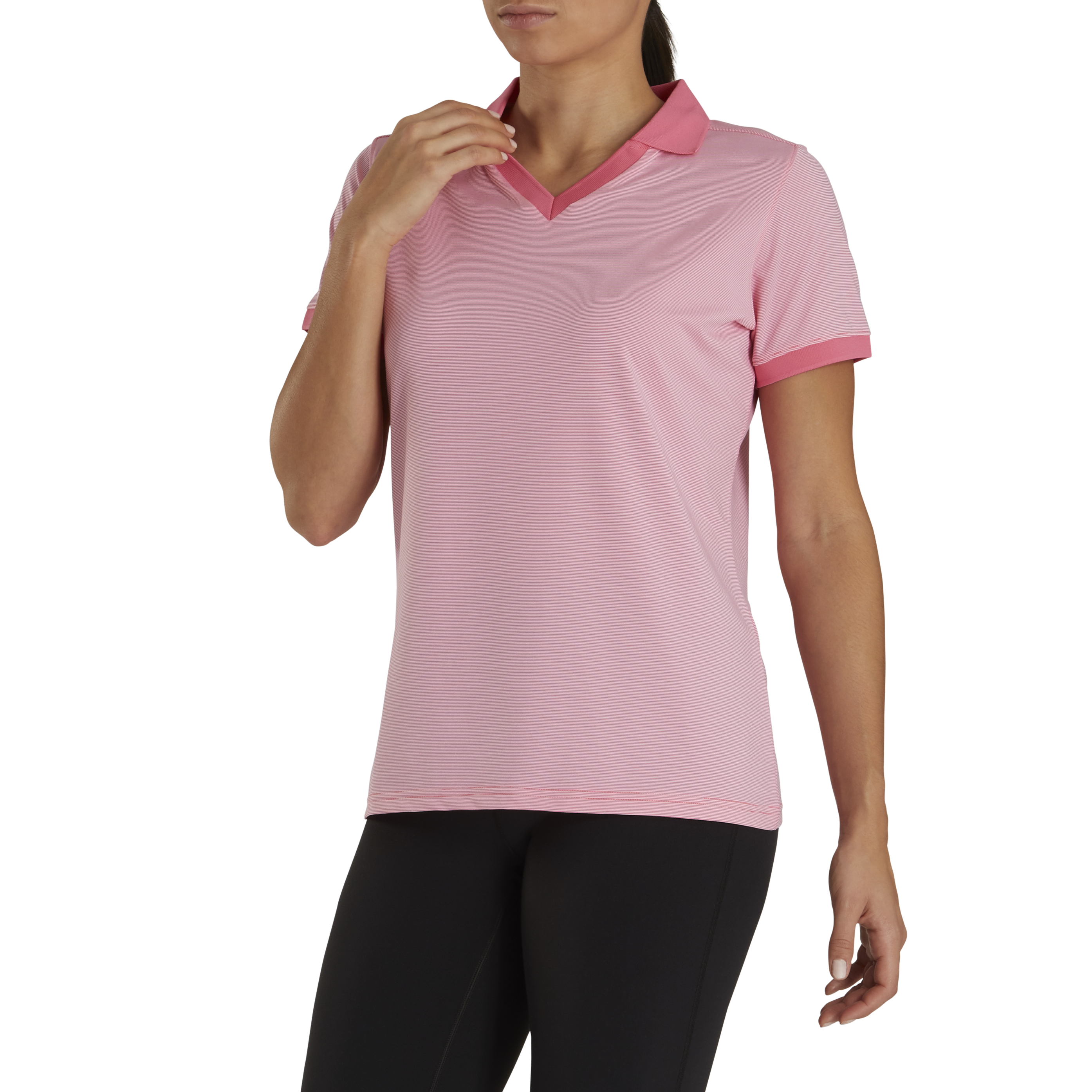 FootJoy Women's End On End Open Collar Shirt Pink Azalea - Size: XL