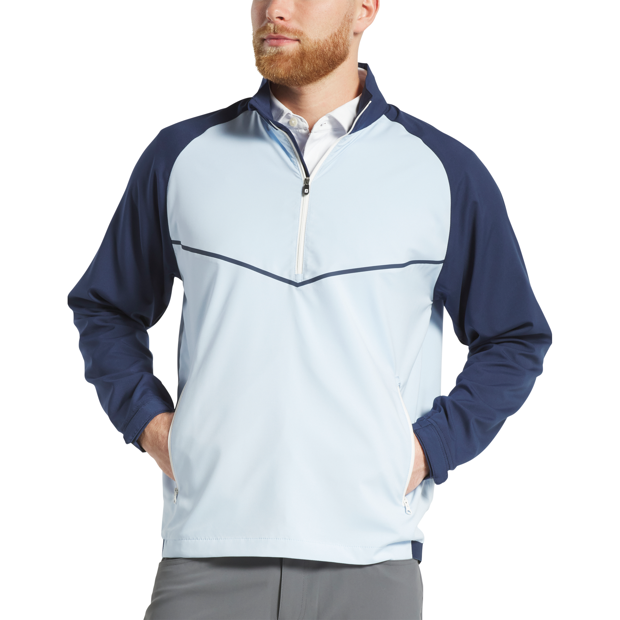 FootJoy Men's Zephyr Windshirt Navy/Light Blue - Size: Large