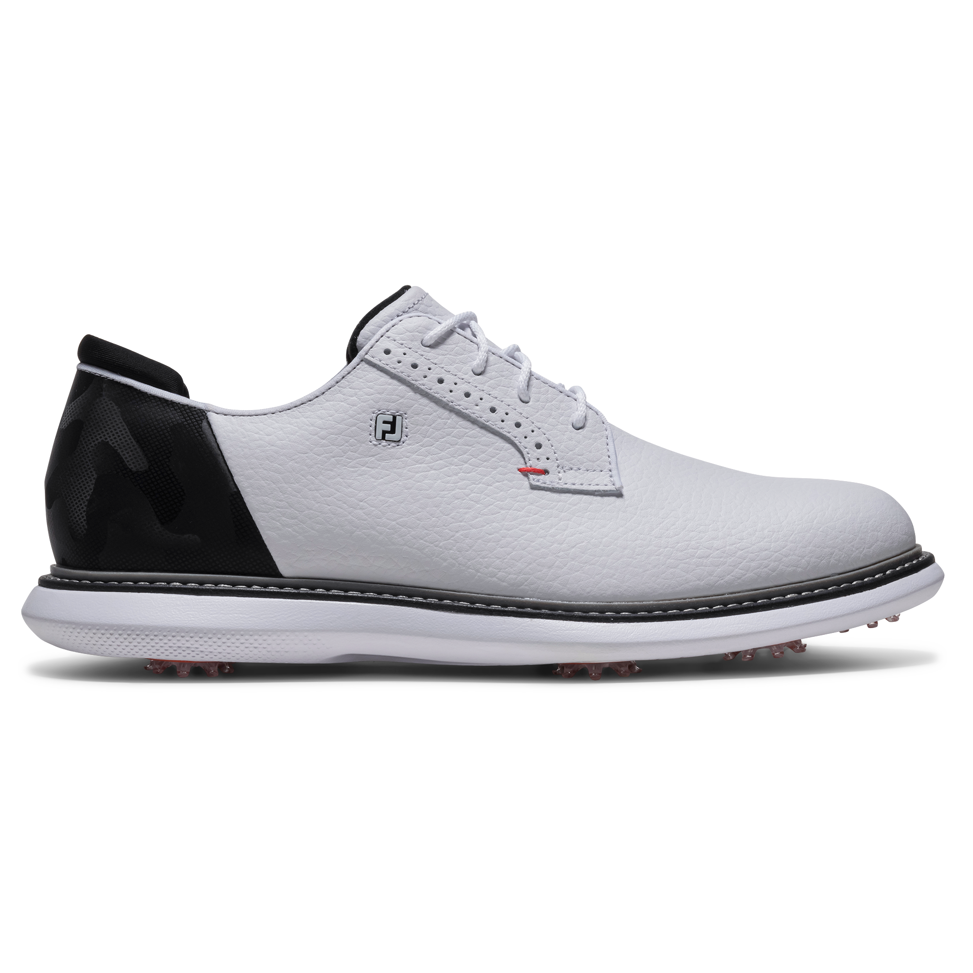 FootJoy Men's Traditions Camo - Blucher Golf Shoes White/Black Camo/Crimson - Size: 10.5