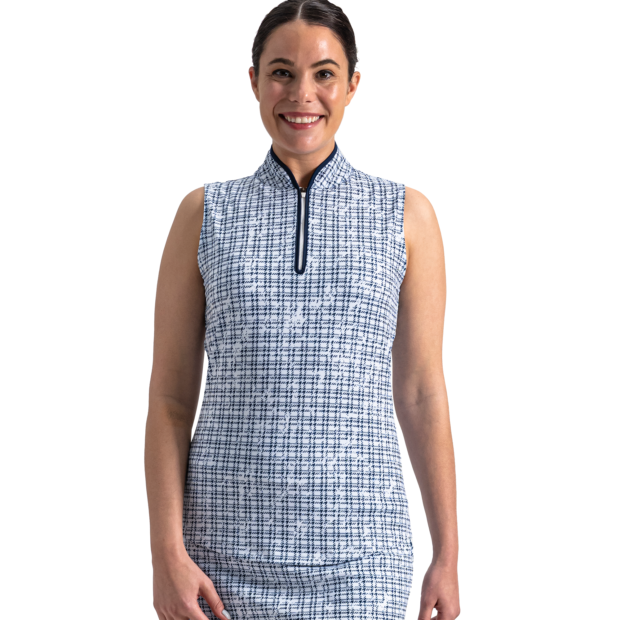 FootJoy Women's Printed Tank Top Navy Plaid - Size: XS