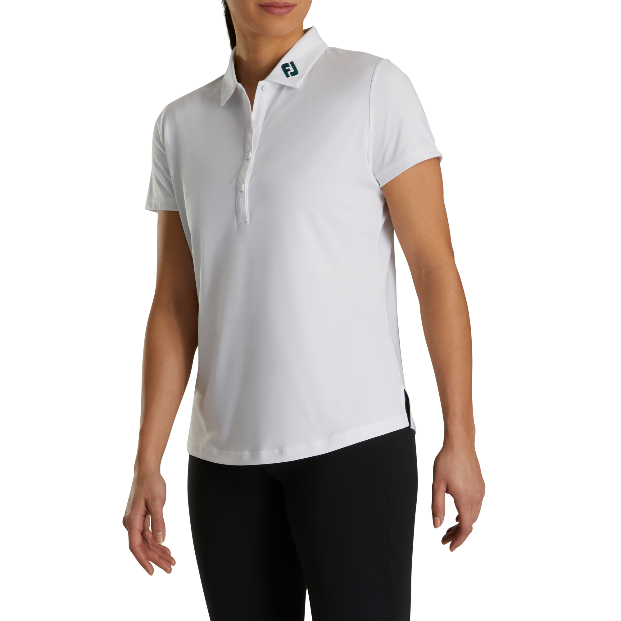 FootJoy Women's Solid Lisle Self Collar FJ Tour Collar Shirt Previous Season Style White - Size: XL