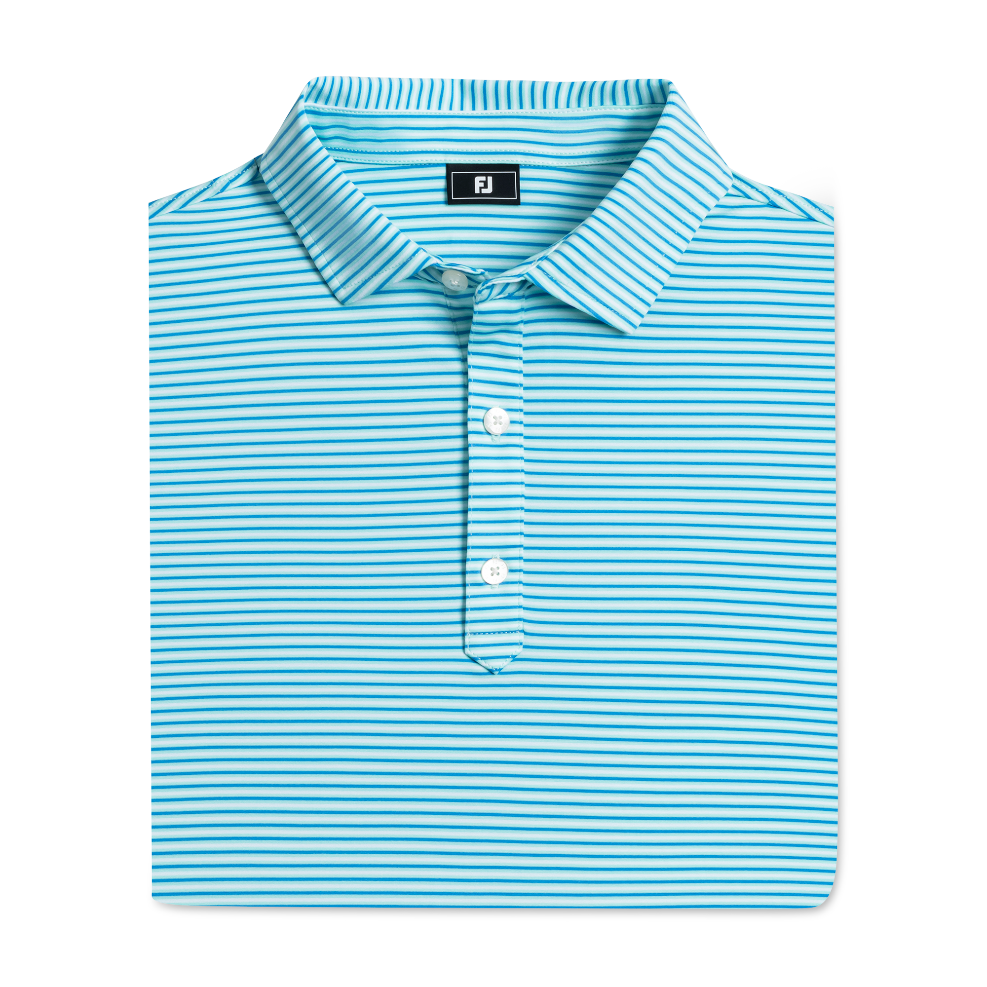 FootJoy Men's Smooth Stripe Lisle Shirt Previous Season Style Mint/Blue/White - Size: 2XL